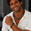 Collar y Pulsera 06.363.0035.3.22 Acero Inoxidable, Diseño de Llave Griega, Pulido, Dos Tonos