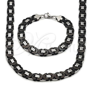 Collar y Pulsera 06.363.0035.3.22 Acero Inoxidable, Diseño de Llave Griega, Pulido, Dos Tonos