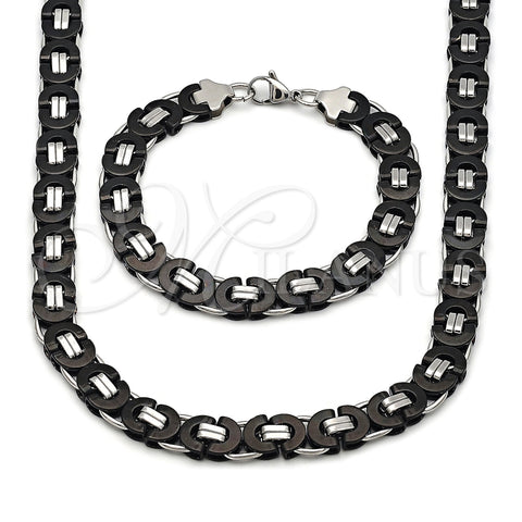 Collar y Pulsera 06.363.0035.3.22 Acero Inoxidable, Diseño de Llave Griega, Pulido, Dos Tonos