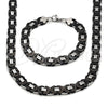 Collar y Pulsera 06.363.0035.3.22 Acero Inoxidable, Diseño de Llave Griega, Pulido, Dos Tonos