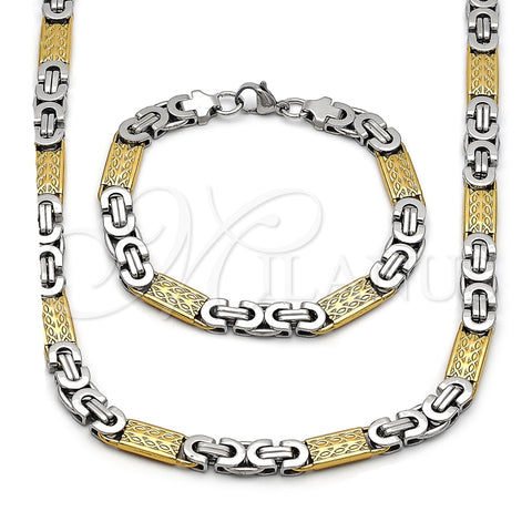 Collar y Pulsera 06.116.0007.2.22 Acero Inoxidable, Diseño de Infinito, Pulido, Dos Tonos