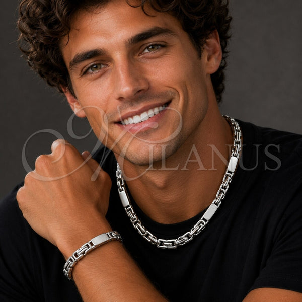 Collar y Pulsera 06.116.0224.22 Acero Inoxidable, Pulido, Tono Plateado