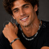 Collar y Pulsera 06.116.0050.3.22 Acero Inoxidable, Diseño de Llave Griega, Pulido, Dos Tonos
