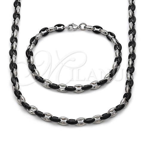 Collar y Pulsera 06.116.0225.22 Acero Inoxidable, Diseño de Puff Mariner, Pulido, Dos Tonos