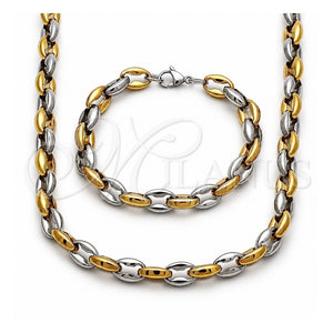 Collar y Pulsera 06.116.0226.22 Acero Inoxidable, Diseño de Puff Mariner, Pulido, Dos Tonos