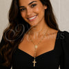 Rosario Fino 09.253.0062.1.20 Oro Laminado, Diseño de Guadalupe y Crucifijo, con Micro Pave Blanca, Pulido, Tono Dorado