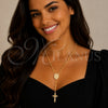 Rosario Fino 09.253.0088.20 Oro Laminado, Diseño de Guadalupe y Crucifijo, con Zirconia Cubica Blanca, Pulido, Tono Dorado