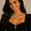 Rosario Fino 09.253.0089.20 Oro Laminado, Diseño de Caridad del Cobre y Crucifijo, con Zirconia Cubica Blanca, Pulido, Tono Dorado