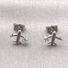 Arete Dormilona 02.310.0130 Rodio Laminado, Diseño de Avión, con Zirconia Cubica Blanca, Pulido, Rodinado