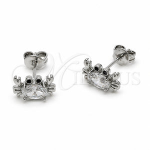 Arete Dormilona 02.310.0132 Rodio Laminado, con Zirconia Cubica Blanca, Pulido, Rodinado