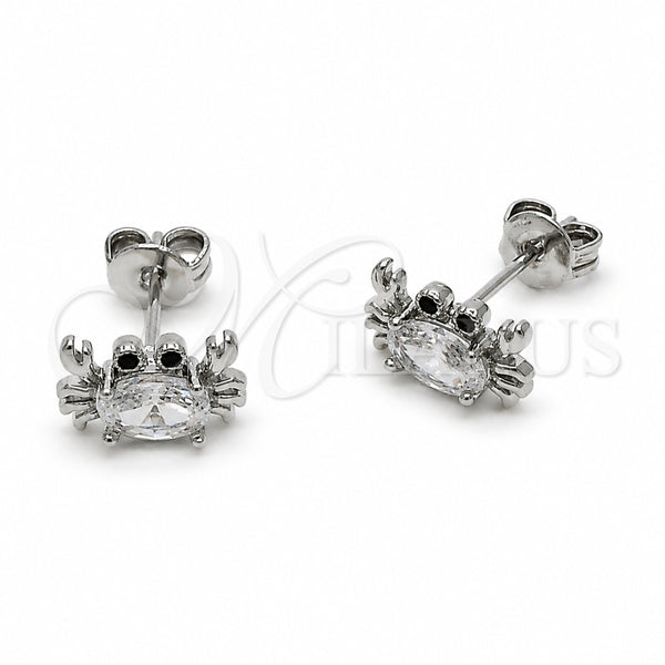 Arete Dormilona 02.310.0132 Rodio Laminado, con Zirconia Cubica Blanca, Pulido, Rodinado
