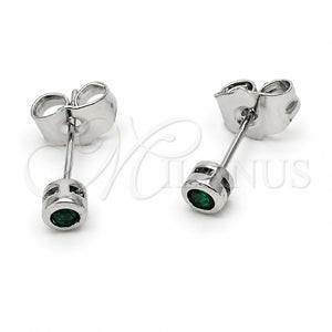 Arete Dormilona 02.310.0133 Rodio Laminado, con Zirconia Cubica Verde, Pulido, Rodinado