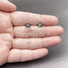 Arete Dormilona 02.310.0134 Rodio Laminado, Diseño de Flor, con Zirconia Cubica Verde, Pulido, Rodinado