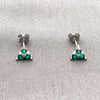 Arete Dormilona 02.310.0134 Rodio Laminado, Diseño de Flor, con Zirconia Cubica Verde, Pulido, Rodinado
