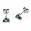 Arete Dormilona 02.310.0134 Rodio Laminado, Diseño de Flor, con Zirconia Cubica Verde, Pulido, Rodinado