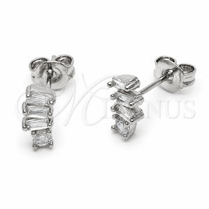 Arete Dormilona 02.310.0137 Rodio Laminado, con Zirconia Cubica Blanca, Pulido, Rodinado
