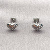 Arete Dormilona 02.310.0138 Rodio Laminado, Diseño de Corazón, con Zirconia Cubica Blanca, Pulido, Rodinado