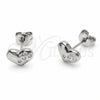 Arete Dormilona 02.310.0138 Rodio Laminado, Diseño de Corazón, con Zirconia Cubica Blanca, Pulido, Rodinado