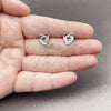 Arete Dormilona 02.310.0139 Rodio Laminado, Diseño de Corazón, con Zirconia Cubica Blanca, Pulido, Rodinado