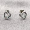 Arete Dormilona 02.310.0139 Rodio Laminado, Diseño de Corazón, con Zirconia Cubica Blanca, Pulido, Rodinado
