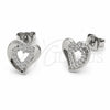 Arete Dormilona 02.310.0139 Rodio Laminado, Diseño de Corazón, con Zirconia Cubica Blanca, Pulido, Rodinado