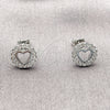 Arete Dormilona 02.310.0141 Rodio Laminado, Diseño de Corazón, con Zirconia Cubica Blanca, Pulido, Rodinado