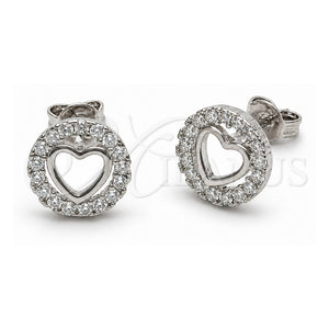 Arete Dormilona 02.310.0141 Oro Laminado Blanco, Diseño de Corazón, con Zirconia Cubica Blanca, Pulido, Rodinado