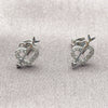 Arete Dormilona 02.310.0142 Rodio Laminado, Diseño de Corazón y Flecha, con Zirconia Cubica Blanca, Pulido, Rodinado