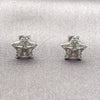 Arete Dormilona 02.310.0143 Rodio Laminado, Diseño de Estrella, con Zirconia Cubica Blanca, Pulido, Rodinado