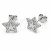 Arete Dormilona 02.310.0143 Rodio Laminado, Diseño de Estrella, con Zirconia Cubica Blanca, Pulido, Rodinado