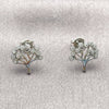Arete Dormilona 02.310.0144 Rodio Laminado, Diseño de Ãrbol, con Zirconia Cubica Blanca, Pulido, Rodinado