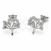 Arete Dormilona 02.310.0144 Rodio Laminado, Diseño de Ãrbol, con Zirconia Cubica Blanca, Pulido, Rodinado