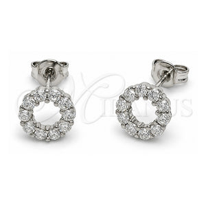 Arete Dormilona 02.310.0145 Oro Laminado Blanco, con Zirconia Cubica Blanca, Pulido, Rodinado