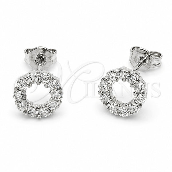 Arete Dormilona 02.310.0145 Rodio Laminado, con Zirconia Cubica Blanca, Pulido, Rodinado