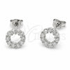 Arete Dormilona 02.310.0145 Rodio Laminado, con Zirconia Cubica Blanca, Pulido, Rodinado
