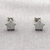 Arete Dormilona 02.310.0146 Rodio Laminado, Diseño de Estrella, con Zirconia Cubica Blanca, Pulido, Rodinado