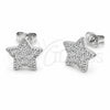 Arete Dormilona 02.310.0146 Rodio Laminado, Diseño de Estrella, con Zirconia Cubica Blanca, Pulido, Rodinado