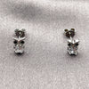 Arete Dormilona 02.310.0147 Rodio Laminado, Diseño de Búho, con Zirconia Cubica Negro y Blanca, Pulido, Rodinado