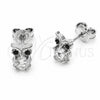 Arete Dormilona 02.310.0147 Rodio Laminado, Diseño de Búho, con Zirconia Cubica Negro y Blanca, Pulido, Rodinado