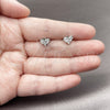 Arete Dormilona 02.310.0148 Rodio Laminado, Diseño de Corazón, con Zirconia Cubica Blanca, Pulido, Rodinado