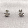 Arete Dormilona 02.310.0152 Rodio Laminado, Diseño de Pajaro, con Micro Pave Blanca y Negro, Pulido, Rodinado