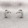 Arete Dormilona 02.310.0153 Rodio Laminado, Diseño de Luna, con Micro Pave Blanca, Pulido, Rodinado