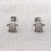Arete Dormilona 02.310.0154 Rodio Laminado, Diseño de Tortuga, con Zirconia Cubica Blanca, Pulido, Rodinado