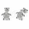 Arete Dormilona 02.310.0154 Rodio Laminado, Diseño de Tortuga, con Zirconia Cubica Blanca, Pulido, Rodinado