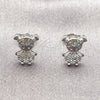 Arete Dormilona 02.310.0155 Rodio Laminado, Diseño de Niñita Pequeña, con Zirconia Cubica Blanca, Pulido, Rodinado
