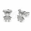 Arete Dormilona 02.310.0155 Rodio Laminado, Diseño de Niñita Pequeña, con Zirconia Cubica Blanca, Pulido, Rodinado