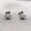 Arete Dormilona 02.310.0156 Rodio Laminado, Diseño de Ojo Griego, con Zirconia Cubica Blanca, Pulido, Rodinado