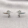 Arete Dormilona 02.310.0157 Rodio Laminado, Diseño de Pajaro, con Zirconia Cubica Blanca y Micro Pave Negro, Pulido, Rodinado