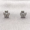 Arete Dormilona 02.310.0158 Rodio Laminado, Diseño de Mariposa, con Zirconia Cubica Blanca, Pulido, Rodinado
