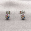 Arete Dormilona 02.310.0160 Rodio Laminado, Diseño de Pina, con Zirconia Cubica Multicolor, Pulido, Rodinado